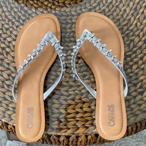 Carlos Santa , size 10, rhinestone flip flops